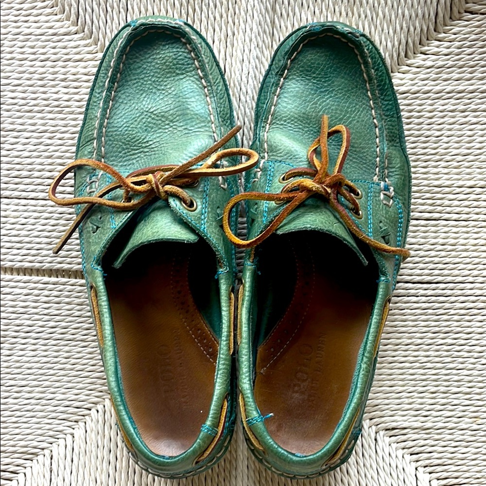 Ralph Lauren Green Leather Boat Shoes